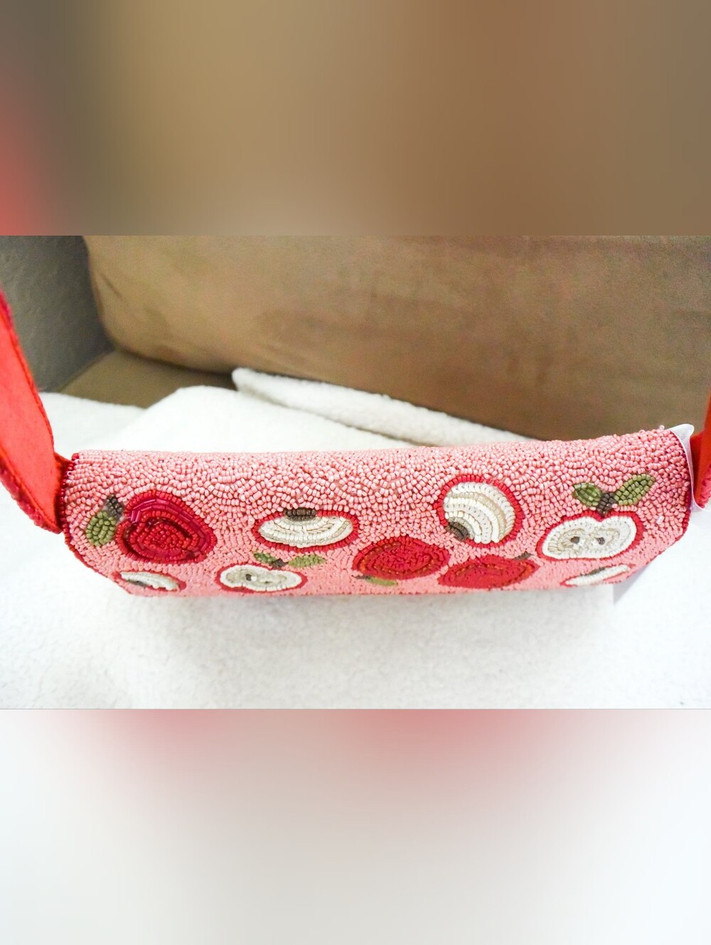 Made in India- Pink & Red Aple Beaded Purse/Bag - VIRAL - NEW! - Picture 5 of 11